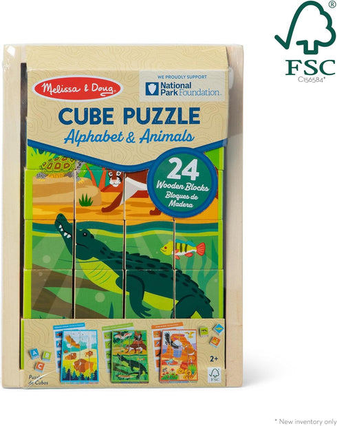 Melissa & Doug National Parks Alphabet & Animals 24-Piece Cube Puzzle (Everglades, Arches, Yellowstone)