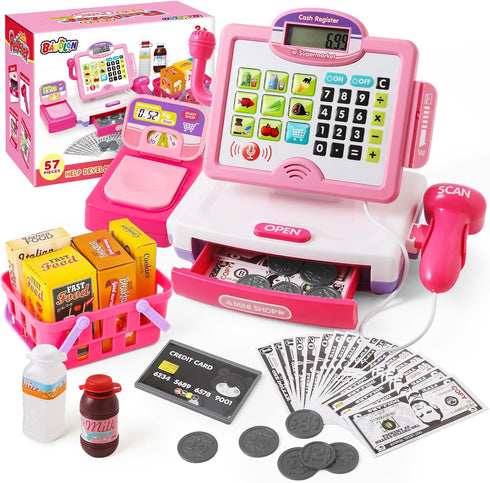 Play Calculator Cash Register Toy Gift for Kids Girls Age 3, 4,