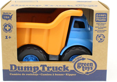 10"X7.5"x6.75" Green Toys Dump Truck, Blue/Orange - Pretend Play, Motor Skills, Kids Toy Vehicle. No BPA, phthalates