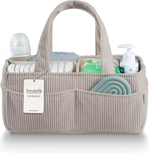 PUTSKA Baby Diaper Caddy Organizer for Changing Table Stylish Nursery Storage Basket,