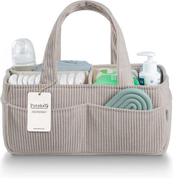 PUTSKA Baby Diaper Caddy Organizer for Changing Table Stylish Nursery Storage Basket,
