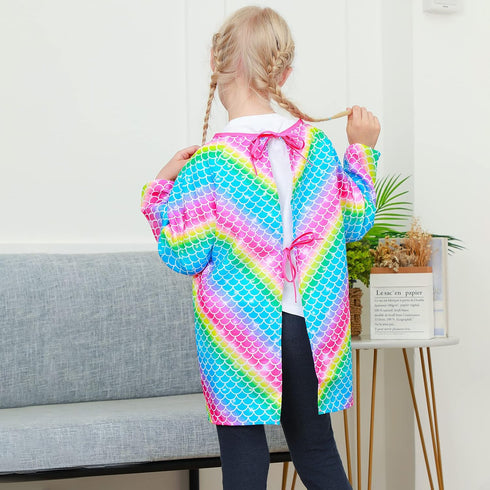 PASHOP Kids Art Smocks Unicorn Waterproof Painting Apron for Girls Boys, Long Sleeve Knee Length Smock