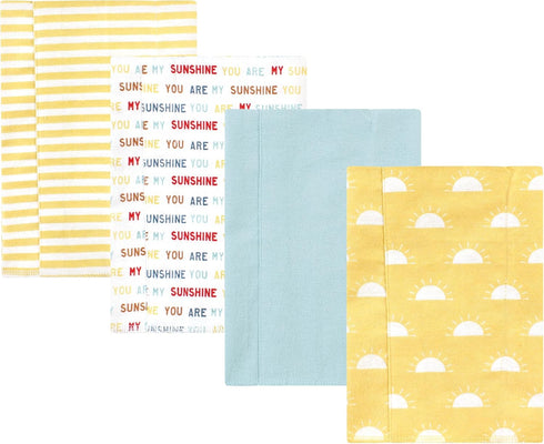 Hudson Baby Unisex Cotton Flannel Burp Cloths - My Sunshine 4 Pack, One Size