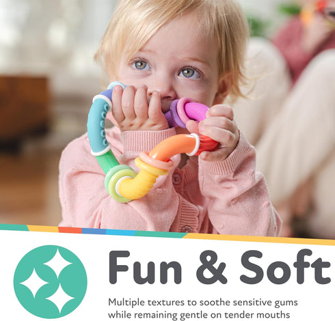Nuby 6+ Twist-a-Ring Rattle Teether Toy for Babies - Toy for Baby Teething Relief - Months