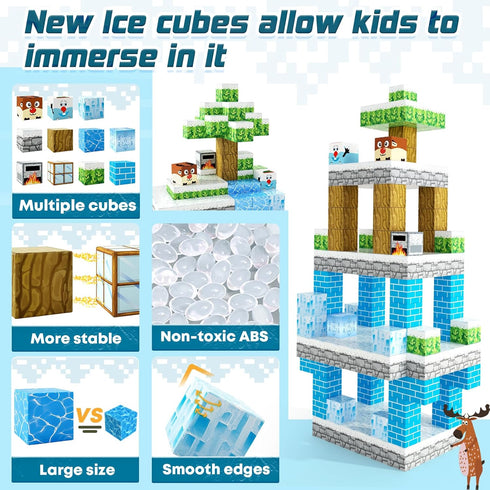 3 4 5 6 7 8 3+ Magnetic Blocks-Build Mine Magnet World Ice Edtion Building Craft, Toys for Girls Age STEM Sensory Kids