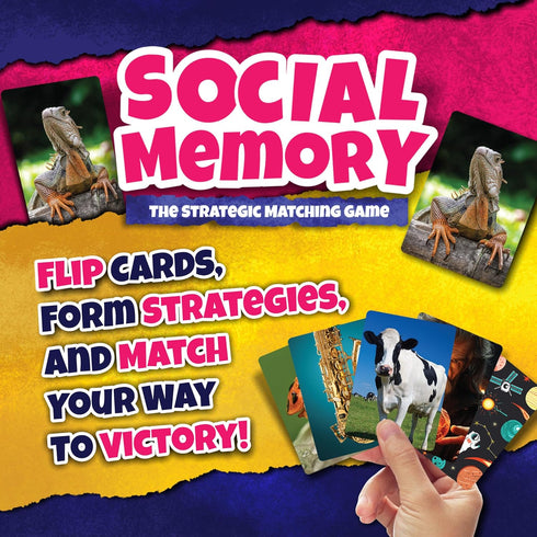 2-5 Social Memory - Strategic Twist On Classic Memory Game! Great for Grandkids, Engaging Matching Cards for Families