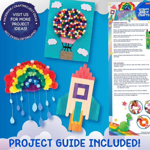 Made By Me! Ultimate Jar of Crafts, 200+ Piece Rainbow Craft Supply Bundle, Starter Kit for Kids and Adults