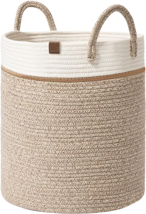 LA JOLIE MUSE Woven Basket Rope Storage Baskets - Tall Cotton Basket