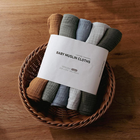 Muslin Swaddle Blankets - Neutral Burp Cloths Receiving Blanket, 5 Pack for Newborn Boys and Girls