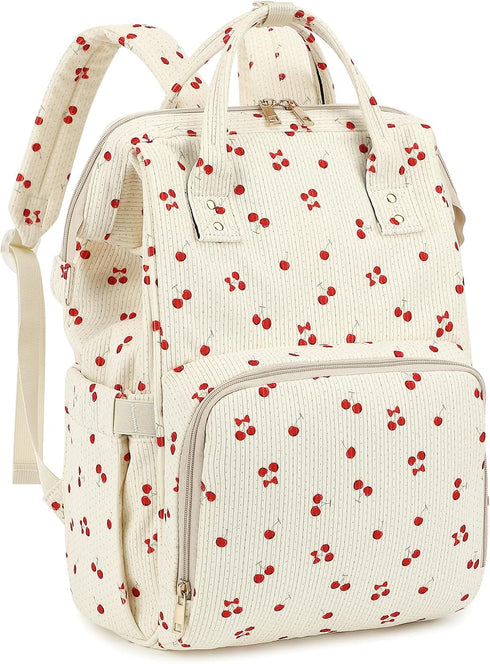 Qiwuphx Corduroy Diaper Bag Backpack for Mom, Large Capacity Travel Nappy Bag for
