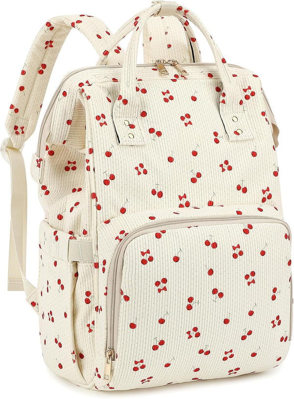Qiwuphx Corduroy Diaper Bag Backpack for Mom, Large Capacity Travel Nappy Bag for