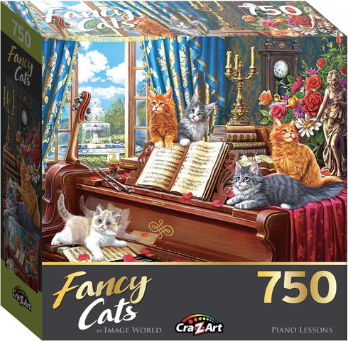 RoseArt - Fancy Cats - Piano Lessons - 750 Piece Jigsaw Puzzle for Adults