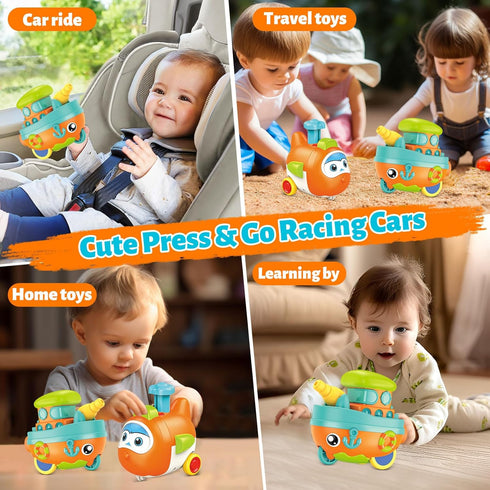 1 1-3, 6-9-12-18 Set, 1-2 Toddler Toys for Year Old Boy, Press to Go Car Toys for Toddlers Learning Baby toy Months