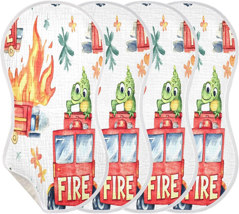 YETTASBIN Watercolor Fire Truck Muslin Baby Burp Cloth, Super Soft Absorbent Cotton Burp Rag Baby Bibs Feeding Cloth