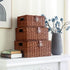 Set of 3 Woven Wicker Storage Baskets with Lid & Lock, Multifunctional Organizer for Nursery, Baby, Clothes