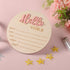 NQEUEPN 5.9in Baby Announcement Sign, Wooden Hello World Newborn Signs Birth Announcement Sign Welcome Name Plaques