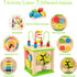Wooden 7-in-1 Activity Cube, Montessori Toys for 1 2 3 Year Old Toddlers, Educational Developmental Toys