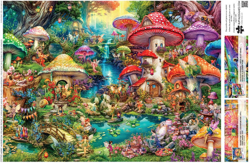 Buffalo Games - Aimee Stewart - Merry Mushroom Village Picnic - 1000 Piece Jigsaw Puzzle for Adults - Finished Puzzle