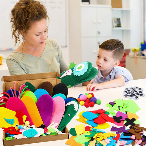 18Pcs WATINC Hand Puppets Making Kit for Kids Art Craft Felt Sock Monster Puppet Creative DIY Make Your Own Puppets