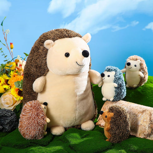 5 14 Inch Mommy 4 Set Hiboom Pcs Hedgehog Stuffed Animal, Large Hedgehog Stuffed Plush Toys with Plush Baby Soft Cuddly