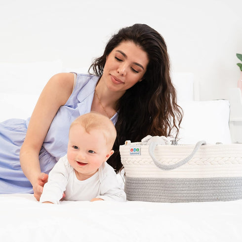 Extra Large Baby Diaper Caddy Organizer - Portable Rope Storage Basket for Nursery