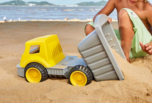 14.4" 18M+ Hape Load & Tote Dump Truck| Outdoor & Indoor Vehicle Beach Sand Toy for Toddlers
