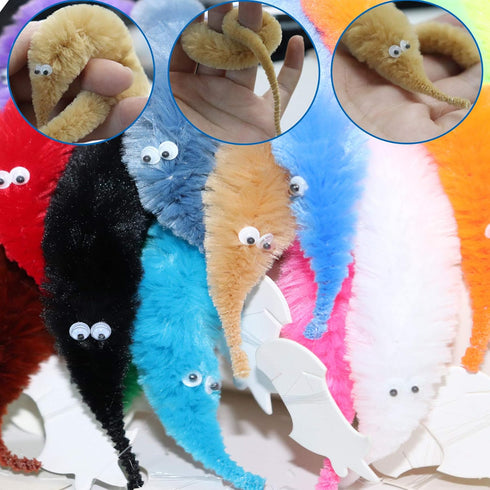 64 Pcs Worms on Invisible String, Carnival Party Favors for Kids Birthday Christmas, Random Colors