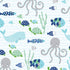 Oceania Fitted Crib Sheet by Lambs & Ivy - 100% Cotton, White with Blue Nautical Fish and Octopus