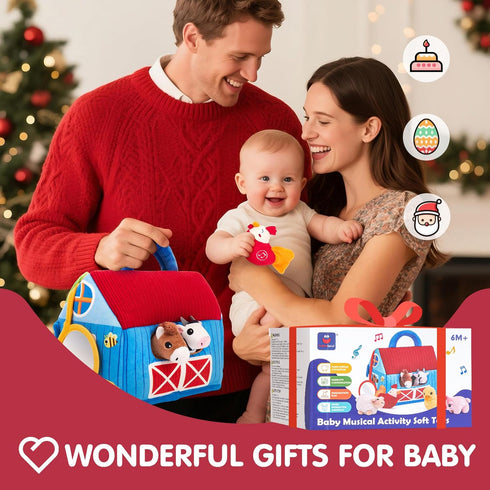 6-12 6 1 hahaland Baby Toys Months - Surprise Barn with Stuffed Farm Animals with Real Sounds - Montessori Toys