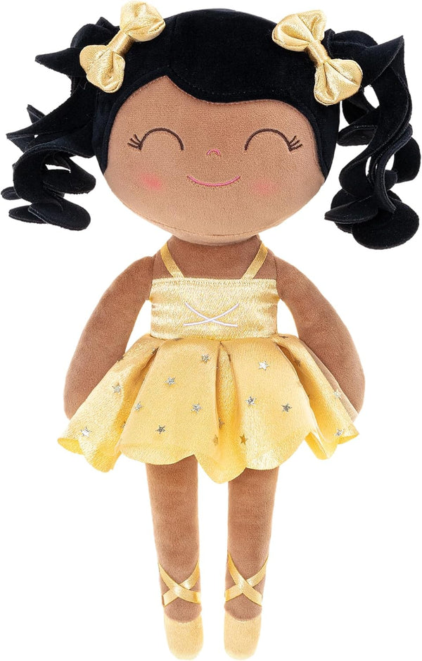 Gloveleya Baby Dolls Soft Snuggly Ballerina Doll - 14-Inch Plush Tanned Ballet Doll with Lace Mesh Dress