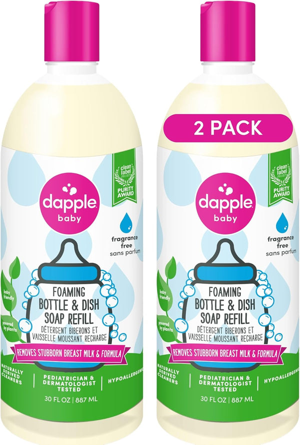 Dapple Baby Fragrance-Free Foaming Bottle & Dish Soap Refill - (2 Pack)