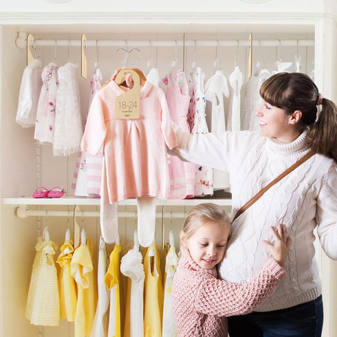 Closet Set 7 24 Beautiful Wooden Baby Dividers of - Double-Sided Organizer for Newborn to Months Size Clothes