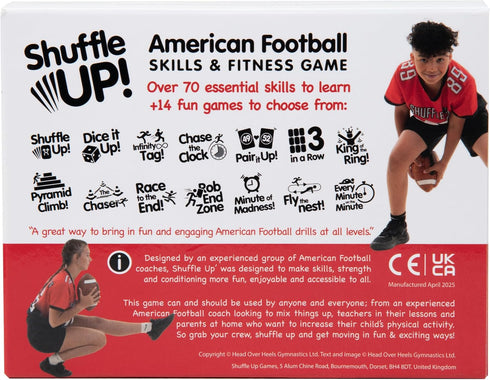 70+ Shuffle Up American Football Card Game Kids Outdoor Garden Games with Fun & Active Fitness Workout Cards, American