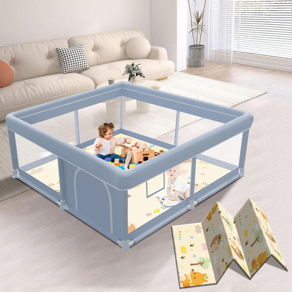 XVISHX 50 x 50 Inch Baby Playpen with Mat, Playpen for Babies