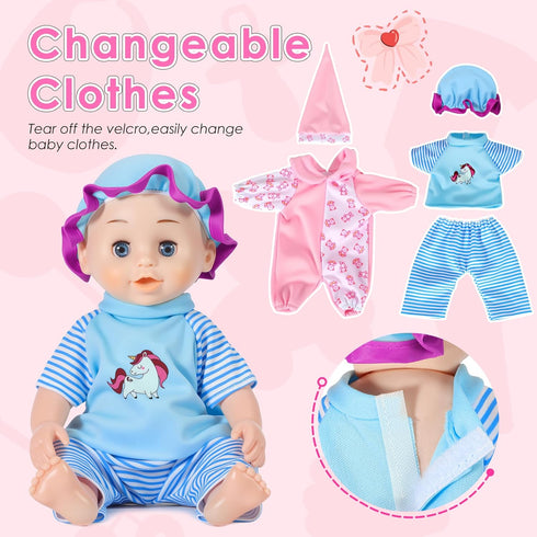 Set, 17 Dolls,2 Sets 3 4 5 HUITEM Baby Doll Stroller Toys PCS Baby Doll Accessories Stroller Toys with Baby Doll