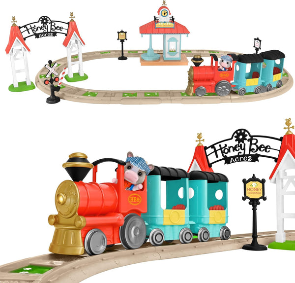 Honey Bee Acres Thistlestop Train Station, Complete Set with Miniature Doll Figure,
