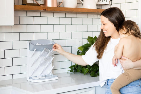 Countertop Ubbi Vertical Baby Bottle Drying Rack, Space Saving Drying Rack Baby Organizer, Gray
