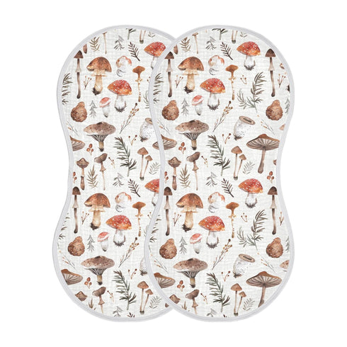 KICPOAY Muslin Baby Burp Cloths Set of 2, Soft Absorbent Simple Wild Mushrooms