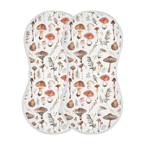 KICPOAY Muslin Baby Burp Cloths Set of 2, Soft Absorbent Simple Wild Mushrooms