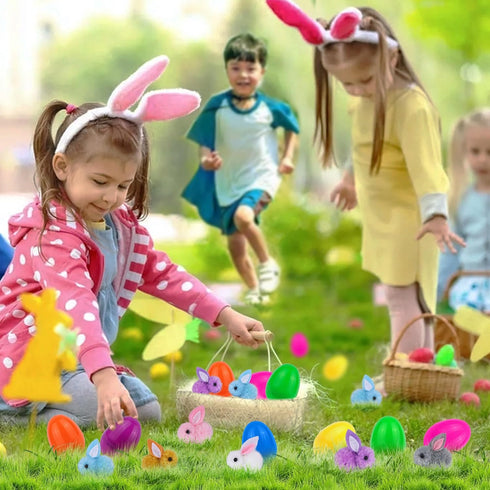 36 Pack Easter Egg Fillers with Easter Bunny Plush Easter Eggs with Toys Inside, Mini Easter Stuffed Animals Easter