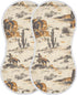 Set 1, Vintage Western Cowboys Muslin Baby Burp Cloths of Super Soft & Absorbent Burping Rags, Cotton Burp Clothes