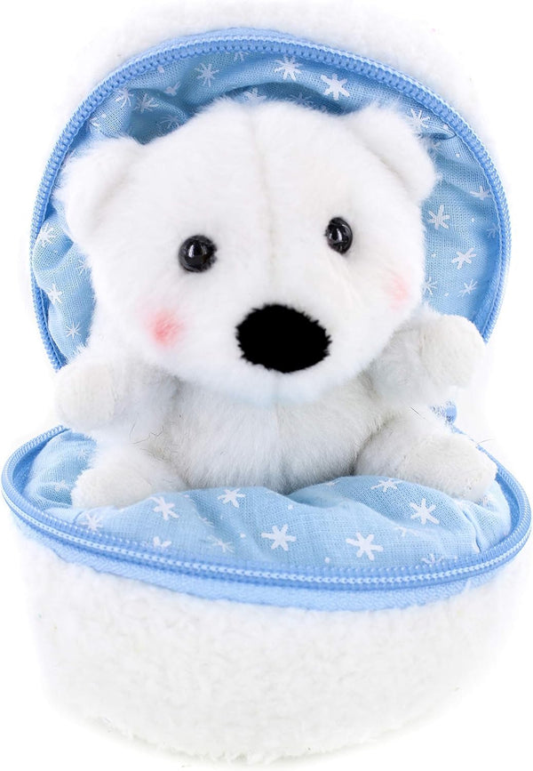 Plushland Snowball Stuffed Zip Up Animal, Polar Bear Plush Toy, Cute Soft Animal for Families & Friends