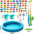 NIPLOOOW 3 4 5 6 Pool Fishing Toys Games, Water Table Bathtub Toy with Inflatable Pool Pole Rod Net Plastic Floating