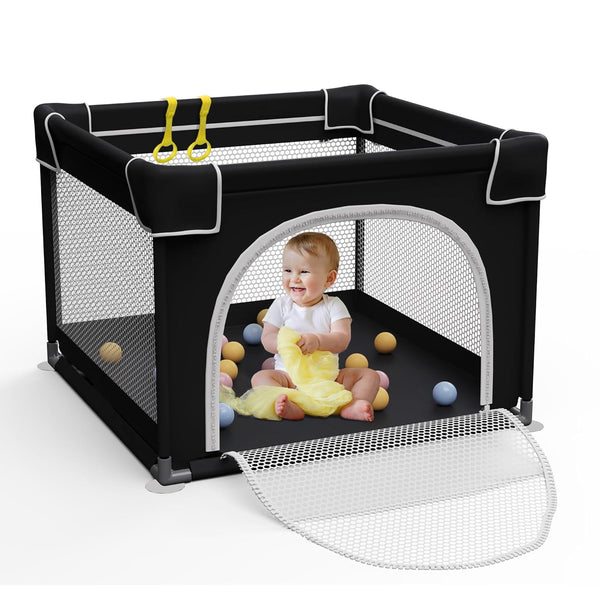 Grobeybees Playpen for Babies and Toddlers, Small Baby Playpen, Playard with Bag,