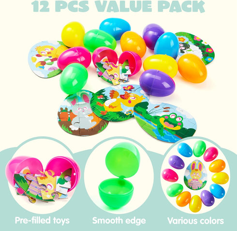 12 JOYIN Pcs Easter Eggs Jigsaw Puzzle for Egg Hunt Game, School Activities Rewards, Kids Party Favors, Easter Basket