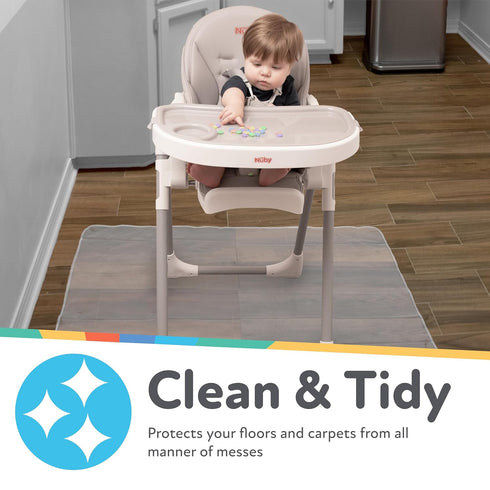 49.5" 49.5" Nuby High Chair Square Floor Mat - Waterproof and Clear Floor Mat - Protects Floor from Spills and Messes