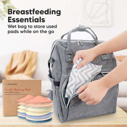 14 5") Organic Nursing Pads - Washable Breast Pads for Breastfeeding, Wash Bag, Viscose Derived from Bamboo Reusable