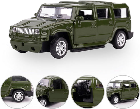 Die Cast Metal Toy Cars Set of 5 - Openable Doors Pull Back Car Gift Pack for Kids