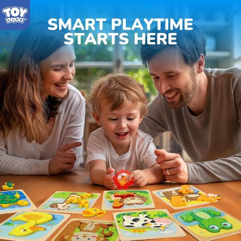 2-4, 1 2 3 2 6M+ TOY Life Wooden Puzzles for Toddlers Montessori Toys for Year Old Boys Girls, Animals Puzzles