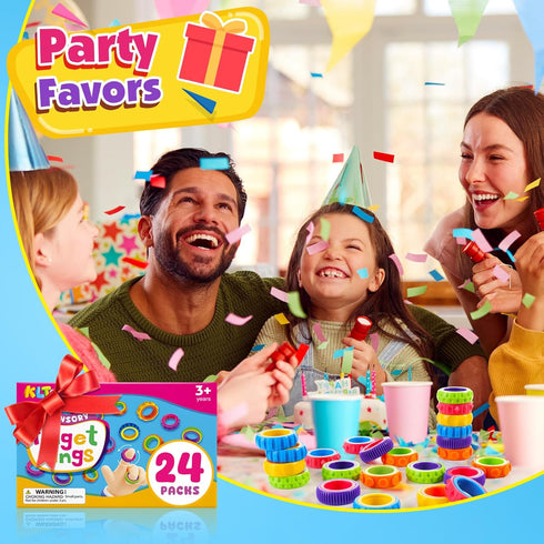 24 Pack Fidget Toys Kids Sensory Rings: Texture Finger Spinner- Quiet Fidgets for Classroom Prizes - Sensory Toys